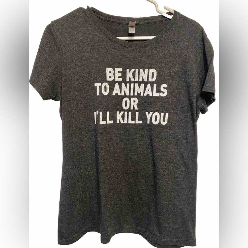 Be Kind To Animals Screen Print T-Shirt Tee Next Level Apparel Women’s XL Grey